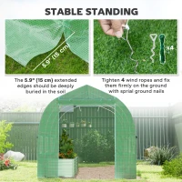 Outsunny 6.6' x 11' x 7' Portable Walk-In Tunnel Greenhouse, Garden Plant Growing Warm House, Outdoor Seed Flower Vegetable Growth Tent, Green(m-6)