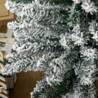 HOMCOM 6ft Pencil Christmas Tree, Slim Artificial Christmas Tree with Realistic Branches and Warm White LED Lights, Green(m-9)