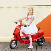 Qaba 24V Kids Motorcycle with 3-Speed, Electric Motorcycle with Rear Suspension and LED Lights for 8-12 Years Old, Red(m-2)