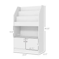 Qaba Toy Storage Cabinet, Kids Bookcase Children's Bookshelf for Kids Room, Bedroom, Playroom, Nursery, White(m-3)