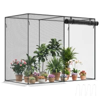 Outsunny 6 x 3ft Crop Cages for Garden, Plant Protectors from Animals, Storage Bag and 6 Ground Stakes, Black(m-1)