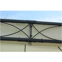 Outsunny 10x13ft Garden Gazebo Double-Tiered with Curtain Outdoor Shelter Backyard Canopy Cream White(m-7)