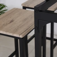 HOMCOM 5 Piece Modern Dining Table and 4 Stools Industrial Dining Set with Footrest & Metal Legs, For Kitchen, Natural(m-14)