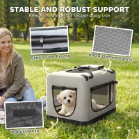 PawHut Pet Carrier Bag, Soft-Sided Dog Carrier for Small Dogs, Portable Pet Travel Bag, Light Grey(m-5)