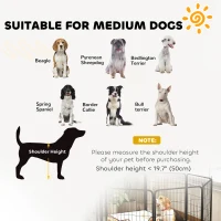 PawHut 31.5" Dog Playpen Indoor Outdoor, Portable Foldable 8 Panels Pet Playpen with Door & Strap for Medium Dogs(m-7)