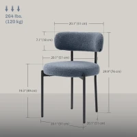 HOMCOM 4 Pieces Kitchen Chairs, Modern Dining Chairs w/ Berber Fleece Upholstery and Steel Legs for Living Room, Grey(m-3)