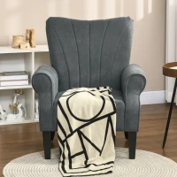 HOMCOM Fabric Armchair, Modern Accent Chair with Wood Legs for Living Room, Bedroom, Home Office, Dark Grey(m-6)
