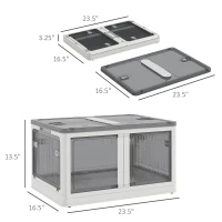 HOMCOM Stackable Storage Bins with Lids, Wheels, and Collapsible, White(m-3)