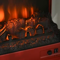 HOMCOM Electric Fireplace Heater, Fireplace Stove with Realistic LED Flames and Logs, Remote Control and Overheating Protection, 1400W, Red(m-8)
