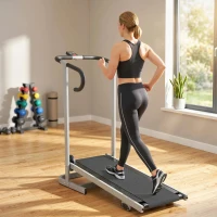 Soozier Walking Pad Treadmill with 16.5% Incline, Foldable Treadmill with LCD Monitor and Handle Bar for Home, Non-Electric(m-1)