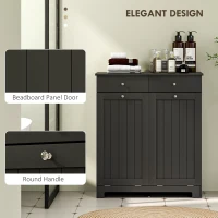 HOMCOM Laundry Cabinet, Tilt Out Laundry Hamper Cabinet with 2 Baskets, Bathroom Hamper Cabinet with 2 Drawers, Black(m-7)