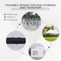 Outsunny 10' x 20' Pop Up Canopy Tent with Sidewalls & Doors, Instant Tents for Parties with Wheeled Carry Bag, Height Adjustable, for Outdoor, Garden, Patio, White(m-6)