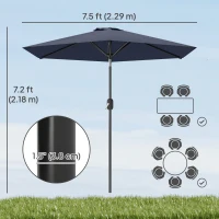 Outsunny Patio Sun Umbrella, Outdoor Parasol with 6 Ribs, Blue(m-3)