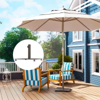 Outsunny Square Patio Umbrella Base, 29 lbs Metal Umbrella Stand Base with Adjustable Foot Pads, Heavy Duty Patio Umbrella Holder for 1.5"/1.9" Umbrella Poles for Outdoor, Lawn, Poolside, Brown(m-2)