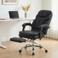Vinsetto 6 Point Vibration Massage Office Chair, PU Leather Heated Reclining Computer Chair with Footrest, Black(m-8)
