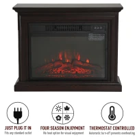 HOMCOM 31" W x 24.5" H Electric Fireplace Mantel TV Stand, Media Console Center Cabinet with Remote Control, Dark Coffee(m-5)