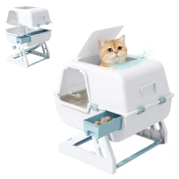 PawHut Cat Litter Box with Lid, Enclosed Cat Litter Box with Deodorization Bag & Drawer Pan, High Sides & Flip-to-Clean(m-11)