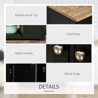 HOMCOM Kitchen Storage Cabinet, Sideboard Floor Cupboard with Solid Wood Top, Adjustable Shelf, and 3 Drawers, Black(m-6)
