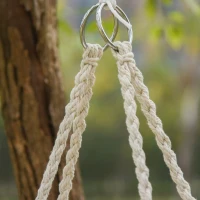 Outsunny Patio Hammock Chair, Hanging Rope Hammock Swing for Indoor & Outdoor Use with Backrest, Cotton-Polyester Blend, Fringe Tassels, Cream White(m-10)