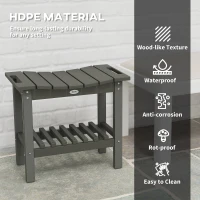 Outsunny HDPE Shower Bench, Waterproof Shower Stool with Handle, Storage Shelf, Non-Slip Pads for Indoor Outdoor, Dark Gray(m-4)