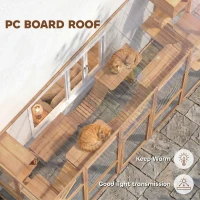 PawHut Large Outdoor Catio with Condos, Platforms, Doors, Ladders, Weather-Resistant Roof, Orange(m-6)