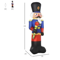 HOMCOM Christmas Outdoor Yard Colorful 8ft Blow Up Inflatable Walnut Soldier with Scepter Decoration with 3 LED for Indoor Outdoor House Party Display(m-3)