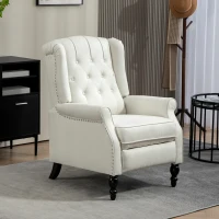 HOMCOM Wingback Reclining Chair with Footrest, Button Tufted Recliner Chair with Rolled Armrests for Living Room, Cream White(m-1)