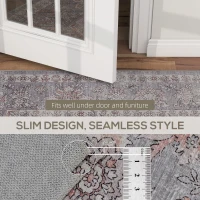 HOMCOM Machine Washable Area Rug 5x7, Non-Slip Traditional Flower Print Floor Carpet for Living Room, Bedroom, Grey and Brown(m-8)