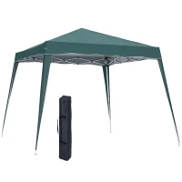 Outsunny 8' x 8' Pop Up Canopy, Outdoor Foldable Tent, Portable Canopy Tent with Carrying Bag for Camping, Party, Picnic, Green(m-9)