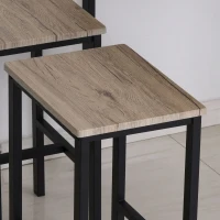 HOMCOM 5 Piece Modern Dining Table and 4 Stools Industrial Dining Set with Footrest & Metal Legs, For Kitchen, Natural(m-15)