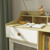 Qaba Kids Desk and Chair Set with Storage Shelves, Drawer for 3-10 Years, White(m-9)