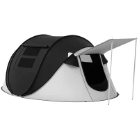 Outsunny Pop Up Tent with Porch and Carry Bag, 3000mm Waterproof, for 2-3 People Camping Hiking, Black(m-11)