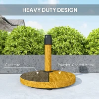 Outsunny Patio Umbrella Base Holder, Outdoor Umbrella Base with Adjustable Pads, Heavy Duty Patio Umbrella Stand Base for Garden, Poolside, Nature Wood(m-5)