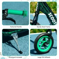 Qaba Kids Scooter with Adjustable Handlebar, Kids Kick Scooter with Non-slip Footplate, Rear Brake, 12" EVA Wheels, Green(m-6)