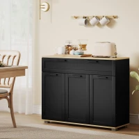 HOMCOM Sideboard Buffet Cabinet, Modern 40" Coffee Bar Cabinet with Wide Drawer, 3 Doors and 2 Adjustable Shelves, Black(m-1)