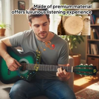 Soozier 38 Inch Classical Acoustic Electric Guitar with Gloss Finish, Strings, Picks, Shoulder Strap and Case Bag, Dark Green(m-5)