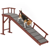 PawHut Wooden Dog Ramp with Removable Guardrails, Non-Slip Surface, 70.5" Long, Brown(m-15)