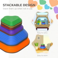 Qaba 9PCs Non-Slip Stackable Kids Stepping Stones, Heart-Shaped(m-5)