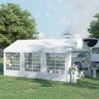 Outsunny 20’ x 10’ Heavy Duty Party Tent Outdoor Carport Canopy Shelter Gazobo with Sidewall, Zipper Door and Windows, White(m-8)