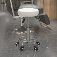 Vinsetto Salon Stool with Adjustable Height, PU Leather Barber Rolling Massage Tattoo Chair for Bar Beauty SPA, White(m-8)