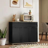 HOMCOM Sideboard Buffet Cabinet, Modern 40" Coffee Bar Cabinet with Wide Drawer, 3 Doors and 2 Adjustable Shelves, Black(m-8)