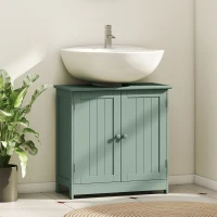 HOMCOM Bathroom Vanity Cabinet, Under Sink Bathroom Cabinet with 2 Doors and Adjustable Shelf, Dark Green(m-2)