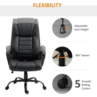 Vinsetto Massage Office Chair, High Back Executive Office Chair with 6-Point Vibration, Timer, Adjustable Height, Swivel Seat and Rocking Function, Black(m-9)