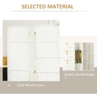 HOMCOM Folding Room Divider Screen 6 Panel 5.6 ' Tall Privacy Screen Freestanding Room Partition for Home Office, White(m-6)