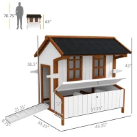 PawHut 47" Chicken Coop, Wooden Chicken House Raised Rabbit Hutch with Waterproof Roof, Nesting Box and Handles for 3-5 Hens, Poultry Cage Portable Hen Pen for Backyard(m-4)