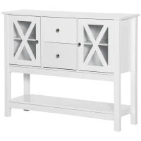 HOMCOM Sideboard Buffet Cabinet, Coffee Bar Cabinet with Storage Drawers and Glass Door for Kitchen, Living Room, Entryway, White(m-11)