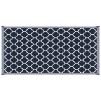 Outsunny Reversible Outdoor Rug, 9' x 18' Waterproof Plastic Straw Floor Mat, Portable RV Camping Carpet, Blue & White
