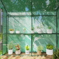 Outsunny Walk-in Greenhouse Outdoor Portable Plant Flower Growth Warm House with Roll-up Door, 73" x 47" x 75", Green(m-7)