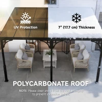 Outsunny 13' x 10' Lean to Gazebo, Hardtop Wall Mounted Outdoor Pergola with Polycarbonate Roof and Metal-Aluminium Frame(m-5)