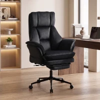 HOMCOM Cross Legged Office Chair with Footrest, 396 lbs Reclining Computer Desk Chair with High Back, Flip-up Armrests, Black(m-8)